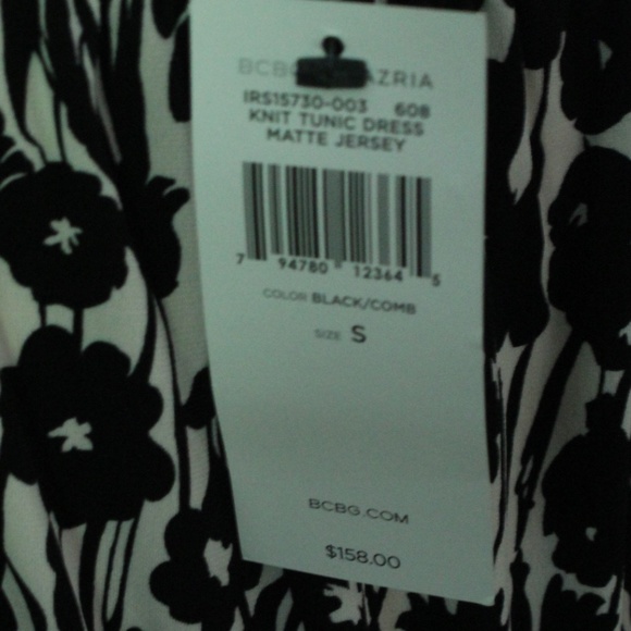 NWT Black and White BCBG Jersey Knit Tunic Dress - Picture 2 of 5